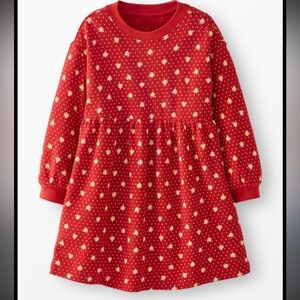 Hanna Andersson Red Balloon Sleeve Waffle Dress with Tree Print-size is 6-7